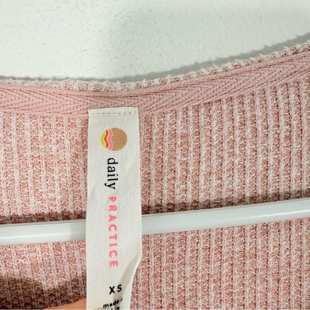 Anthropologie Daily Practice Pale Pink Contrast Panel Sleeve Knit Thermal XS - Picture 7 of 11